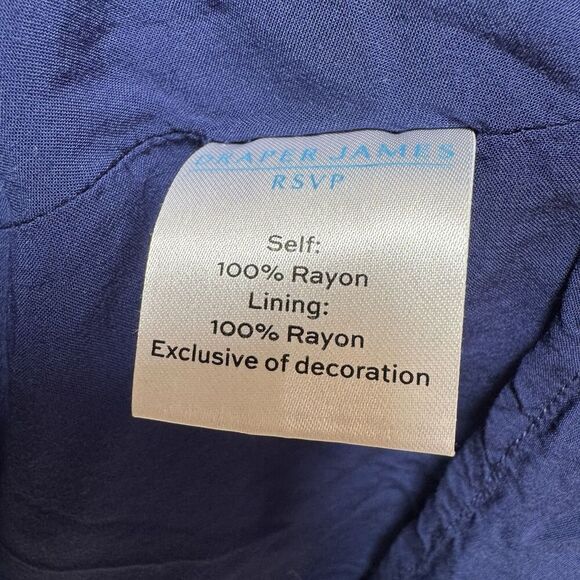 Draper James RSVP Dress XXL Blue Floral Short Sleeve Smocked Waist V Neck Lined - Picture 8 of 9